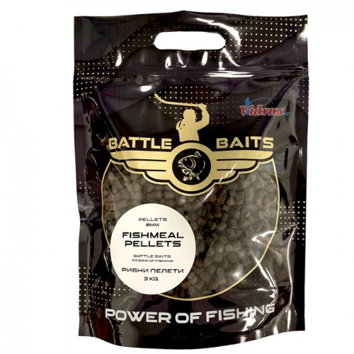 Рибни пелети Fishmeal Pellets 3 кг 8 мм BB0412 - Battle Baits Рибни пелети Fishmeal Pellets 3 кг 8 мм BB0412 - Battle Baits